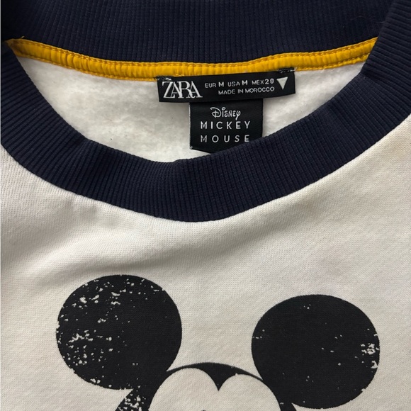 Zara cropped Mickey Mouse Long Sleeve Shirt - White, Yellow, and Navy - Picture 2 of 3